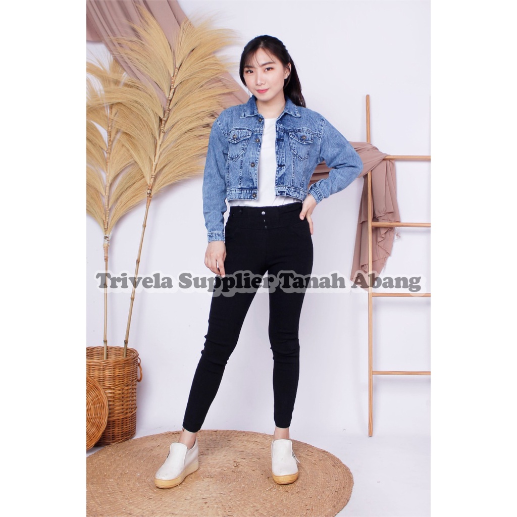 JACKET JEANS CROP BELLA / JAKET JEANS CROP WANITA