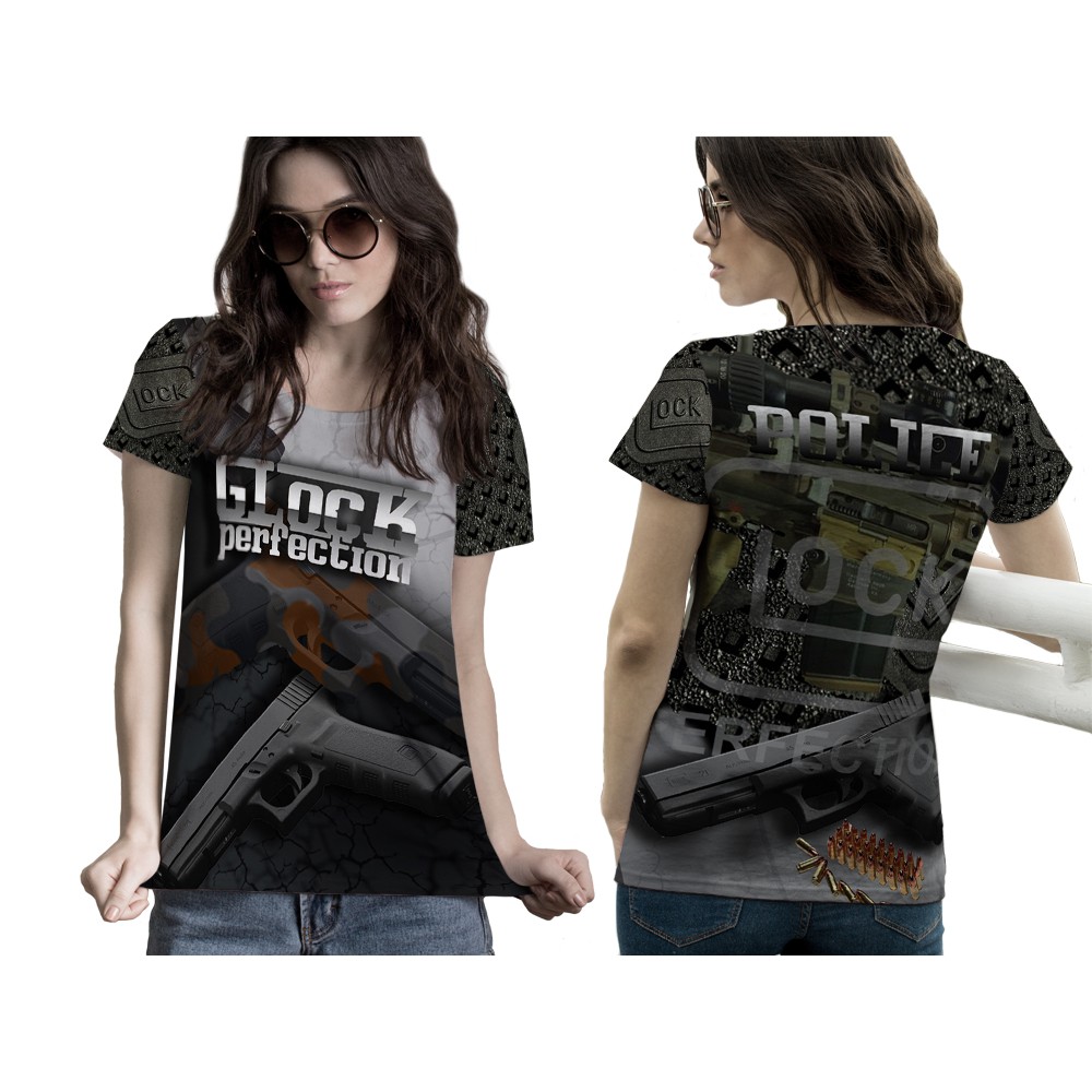 Kaos Glock Wanita | Kaos Senjata Glock | Kaos Motif Senjata Glock | Kaos Glock Lengan Pendek