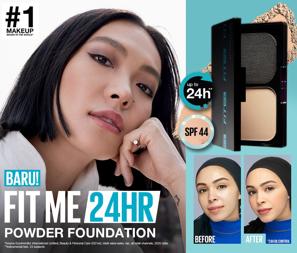 Maybelline Fit Me 24HR Oil Control Powder Foundation - Makeup Bedak Two Way Cake TWC SPF 44 PA++++