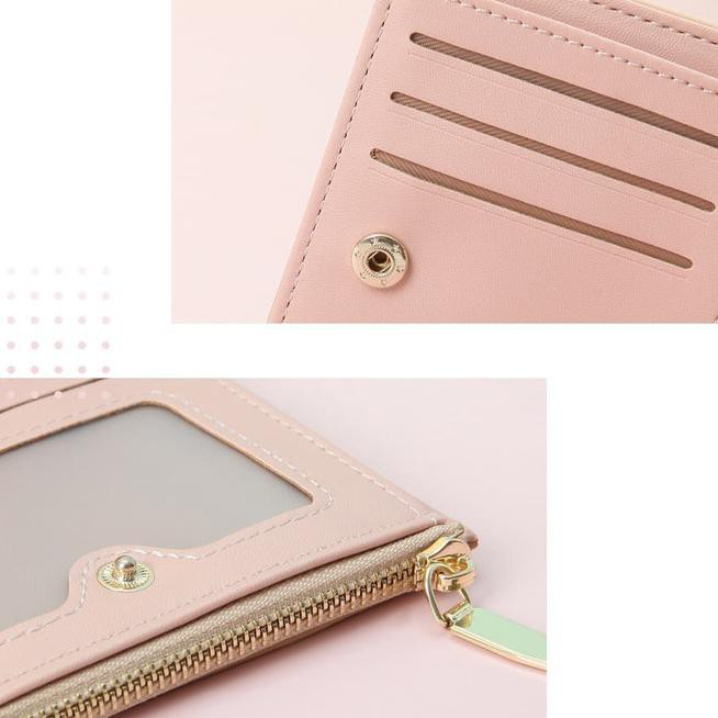 24be miniso dompet wanita pendek kecil lipat simple polos fashion elegant - biru muda kwqy