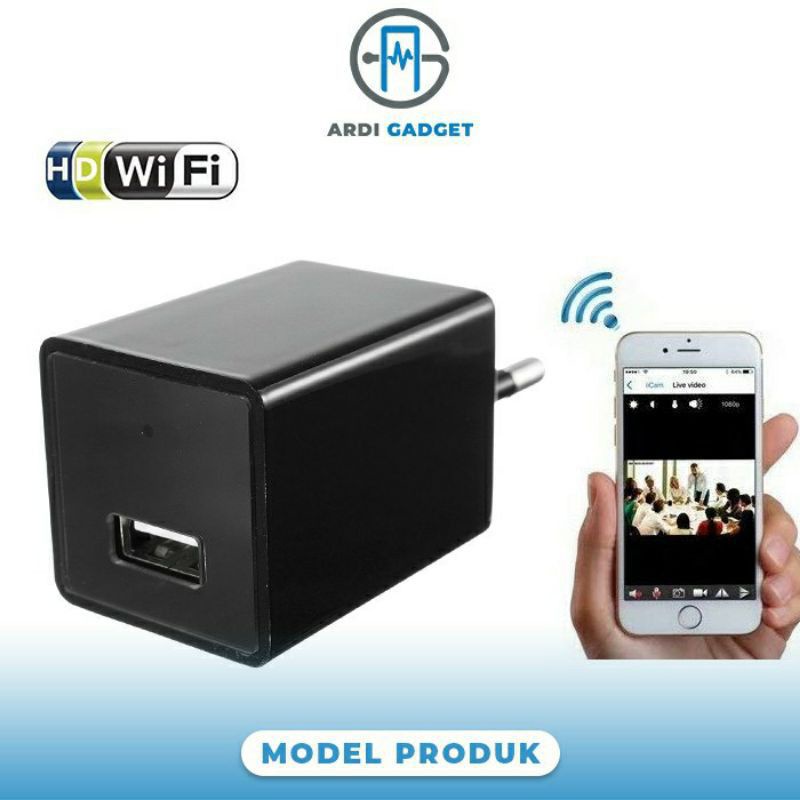 KAMERA PENGINTAI IP Wifi Spy MINI Hidden Camera AC Adaptor HD 1080P)USB CAM ADAPTOR