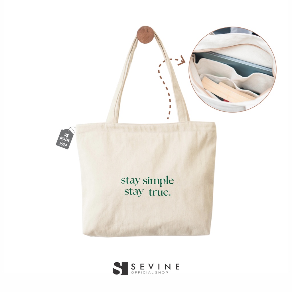 Sevine Tote Bag Kanvas Emily Resleting Kantong Laptop Tas Wanita Kerja Kuliah Sekolah Fashion Totebag Quotes Self Affirmation Vintage Aesthetic - VG