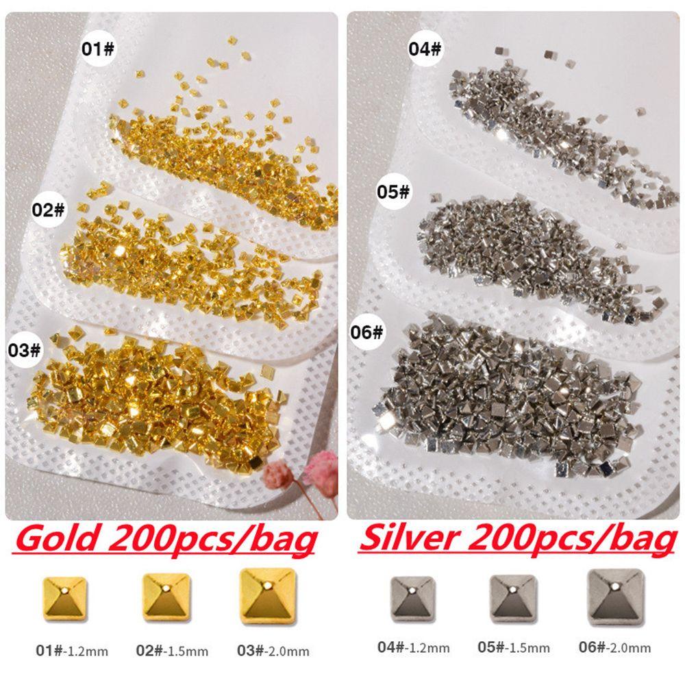 Preva 200Pcs / Kantong Hiasan Kuku 3D DIY Bahan Metal Untuk Nail Art