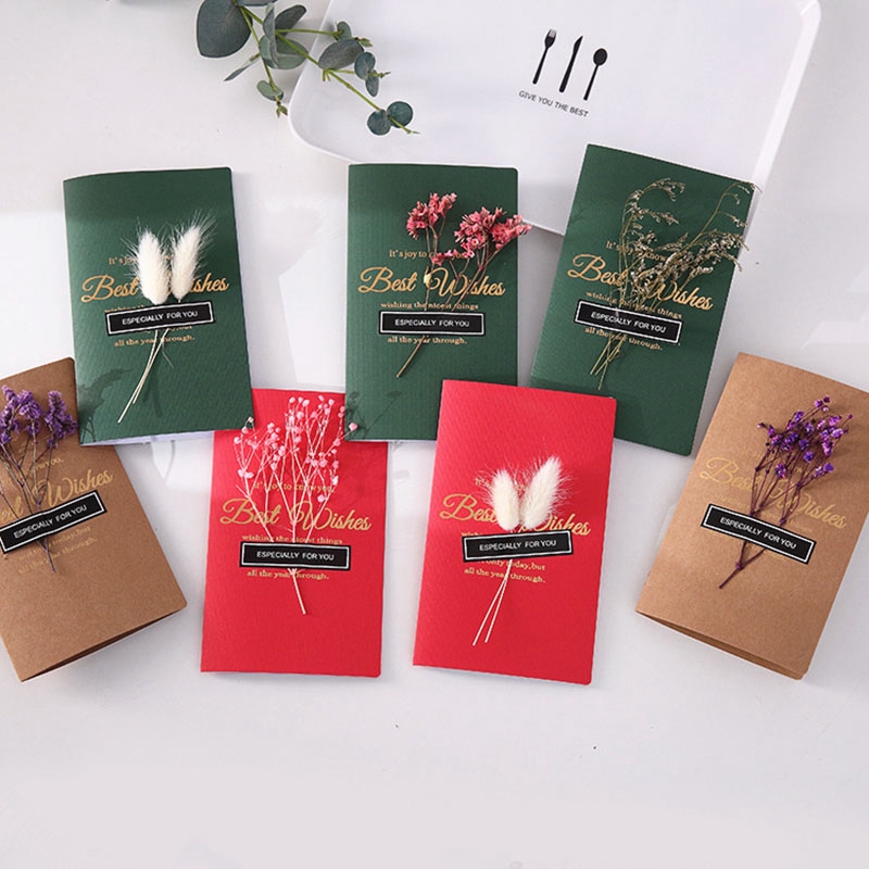 Kartu Ucapan Desain Bunga Kering  untuk Natal Tahun Baru 