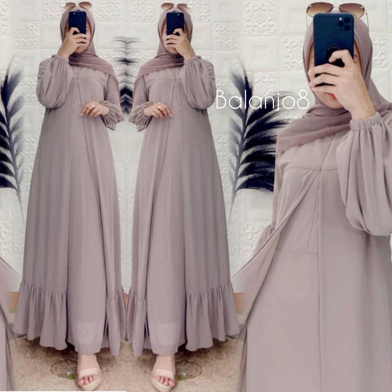 Jual Gamis Outer Polos Ceruty Babydoll Full Puring Model Terbaru