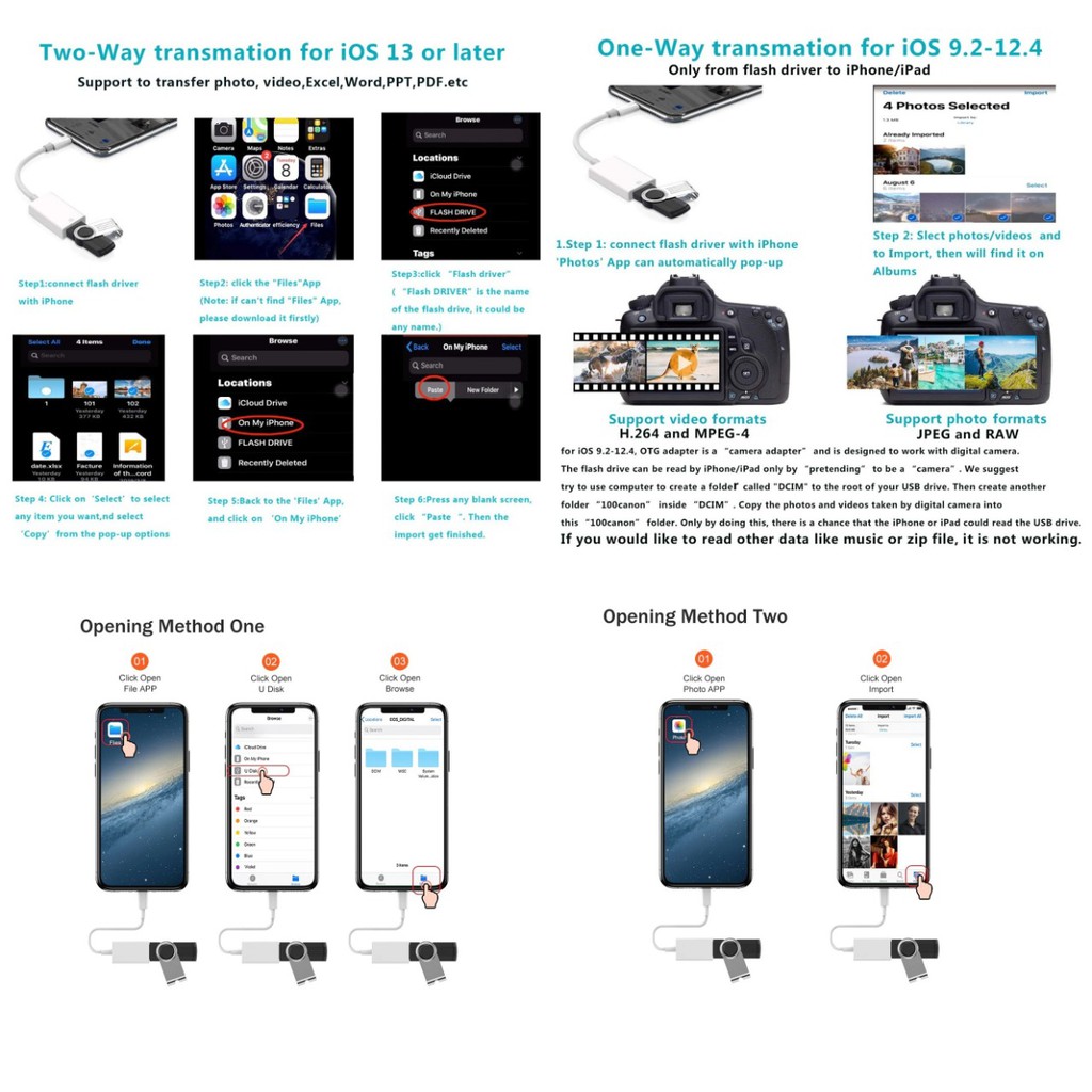 OTG Lightning Iphone Ipad USB Camera Adapter baca Flashdisk Keyboard