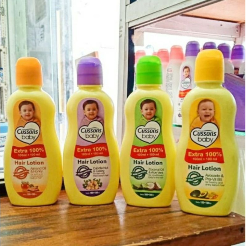 Cussons Baby Hair Lotion 200ml | 100+100ml Extra 100% | Minyak Rambut Bayi HAIR LOTION 100+100