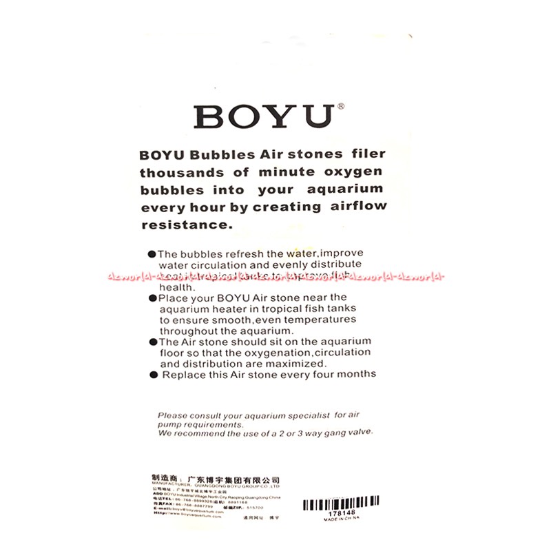 Boyu Mineral Sand Air Stone 3x9.5cm Batu Untuk Menghasilkan Gelembung Udara Oksigen Aquarium Proses Penjernihan Akuarium Ikan