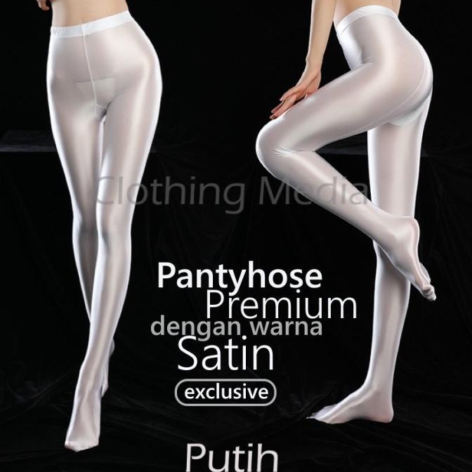 Pantyhose Premium Warna Satin Putih Celana Stocking Glossy Silky Halus