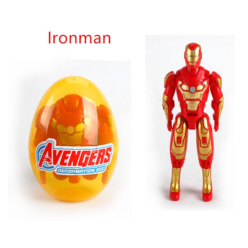 1pc Mainan Telur Deformation Marvel Iron Man Thor Hulk Captain America Avengers