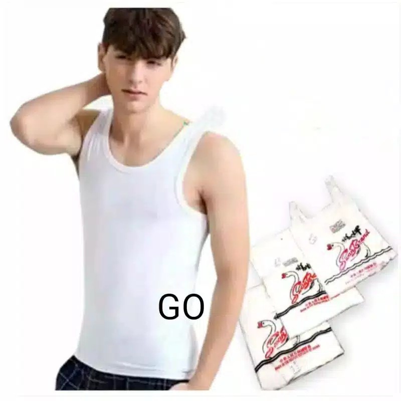 gos KAOS SINGLET SWAN By RIDER Pria Pakaian Dalam/Singlet Cowok Tanpa Lengan Size 38-42