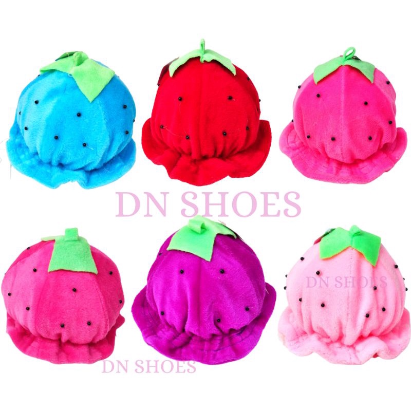 Topi anak bayi perempuan topi kupluk anak motif strawberry