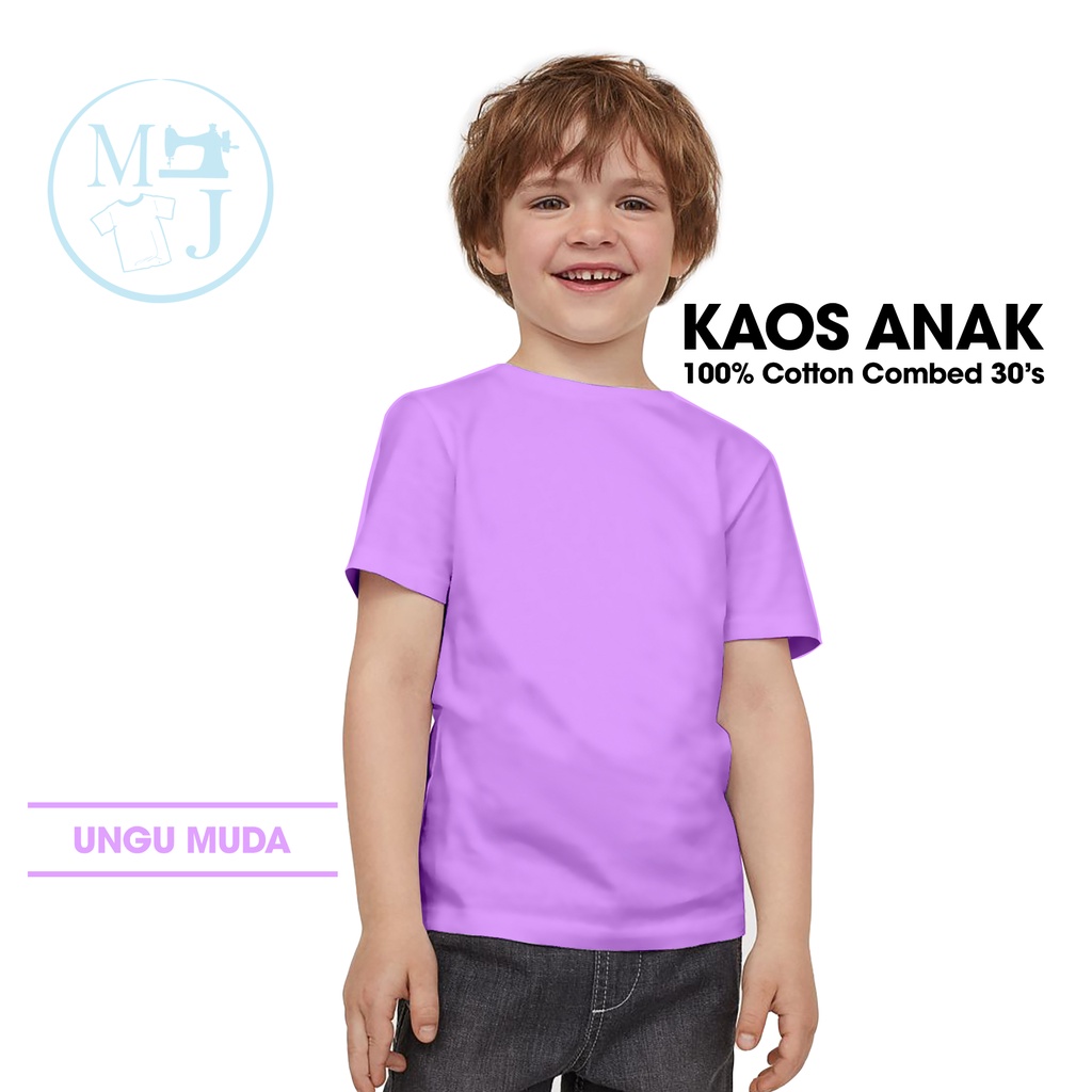 Kaos Polos Ungu Muda / Fashion Anak / Kaos Polos Anak Combed 30s