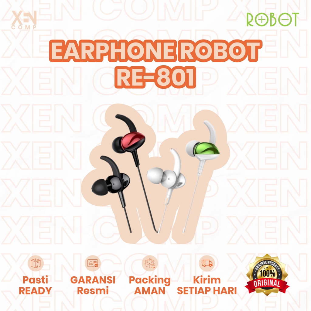 ROBOT Headset RE-801 Wired Earphone Bass Android iPhone