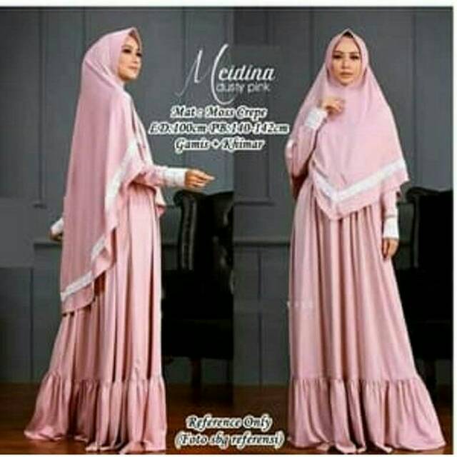 Gamis Medina moscrepe busui gamis jumbo / gamis lebaran- dusty pink