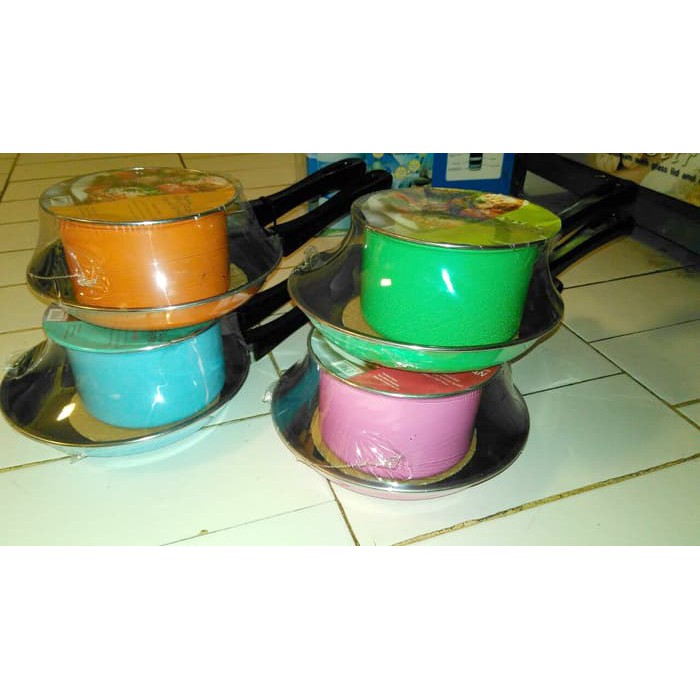 [COD] Maspion Pastela Set Panci Susu 16cm + Frypan 20cm - Multi Colour