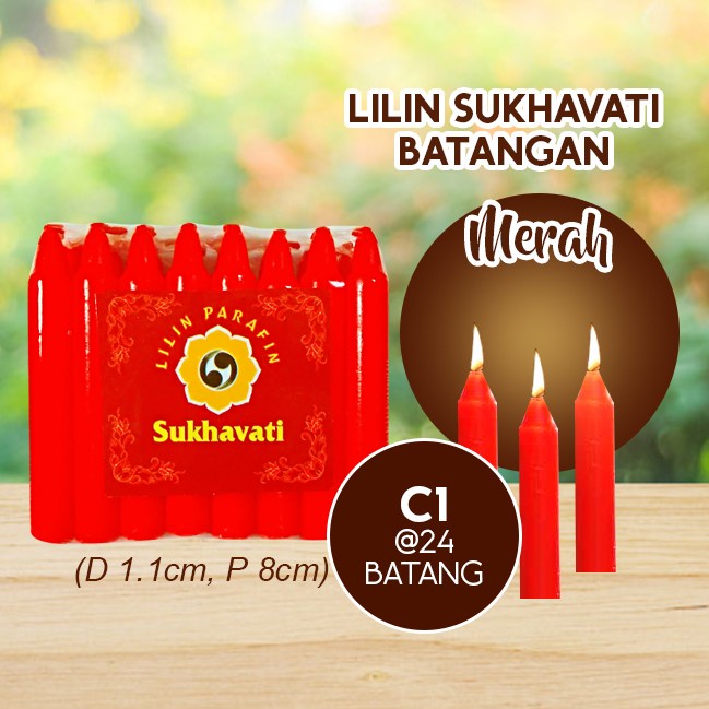 Lilin Batang Sembahyang Sukhavati C1 Merah