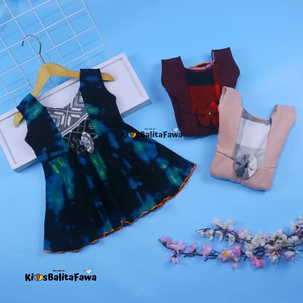 [BLUDRU FLANEL] Dress Clairine Baby uk 3-12 Bulan / Dres Anak Bayi Perempuan Baju Pesta Yukensi Adem