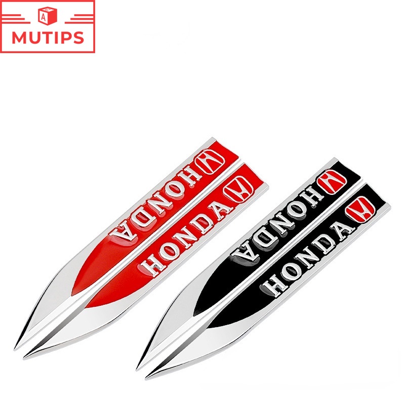 Honda 2 Pcs Sticker Dekorasi Fender Samping Mobil Bahan Metal Motif Tulisan 3D Untuk Freed Brio City Civic CRV HRV BRV