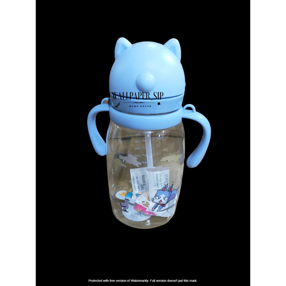 BOTOL MINUM ANAK KEPALA BULAT KARAKTER LUCU GAGANG BPA FREE 550ML