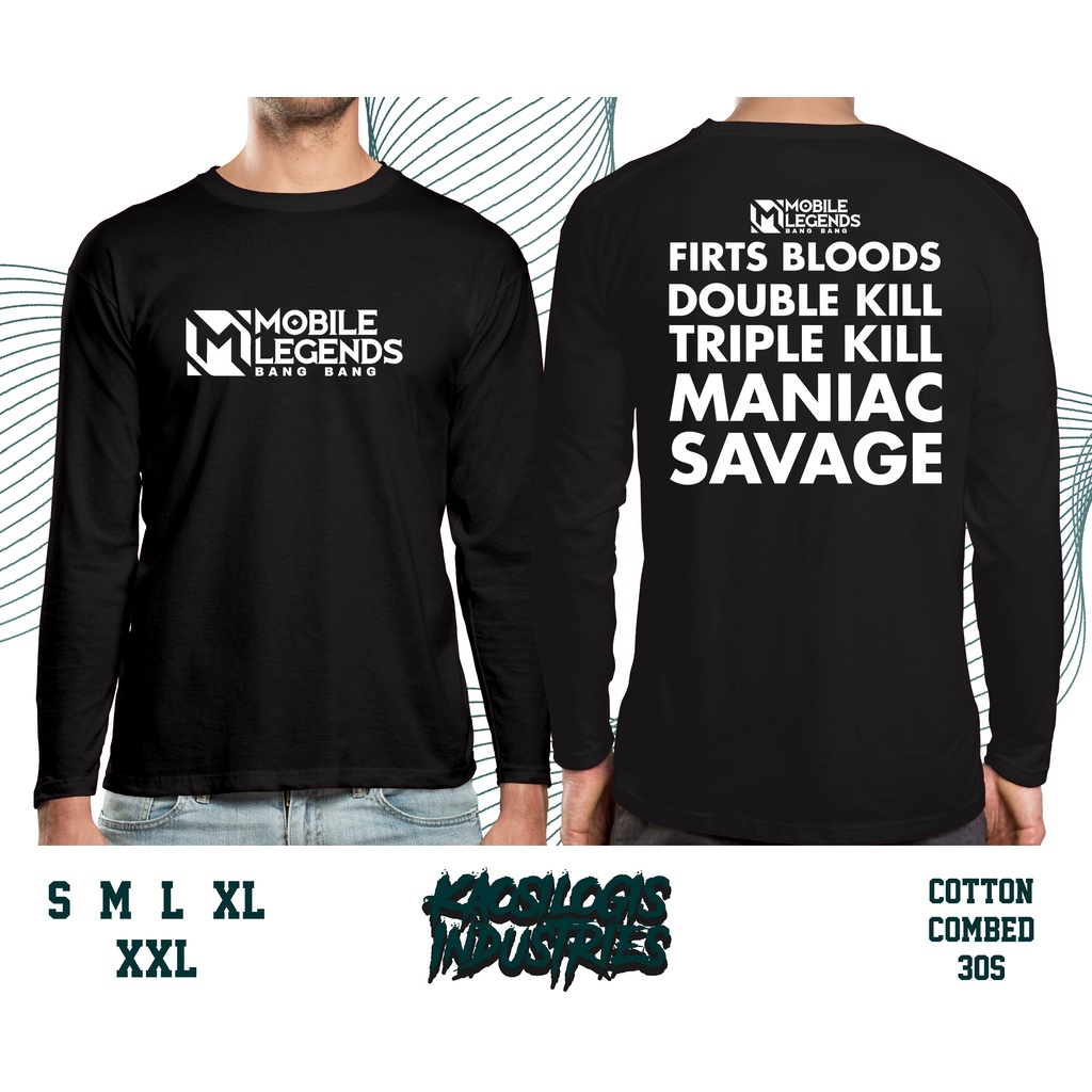Kaos Baju Gaming Mobile Legend Unisex  Simple Keren Terjangkau Lengan Panjang
