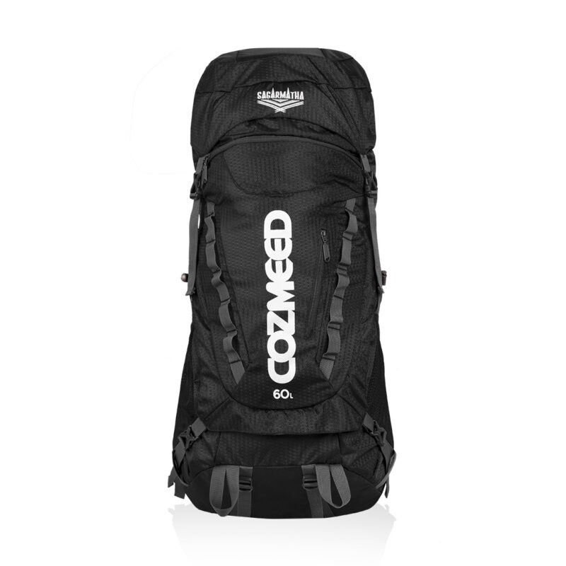 Tas Karier Gunung Cozmeed Sagarmatha 2.1 60L Black FREE Cover Bag