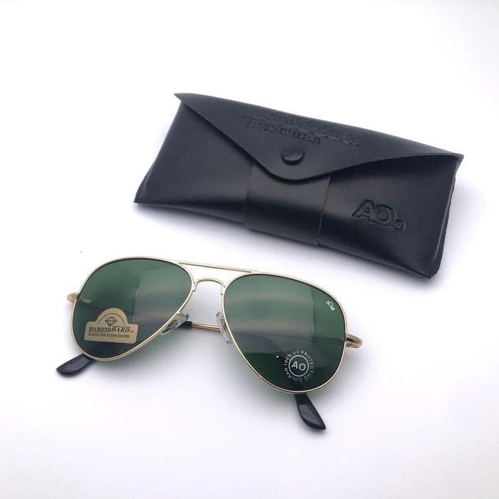 Kacamata Hitam Pria Aviator American Optical AO Aviator Gold Green Kacamata Gaya Vintage