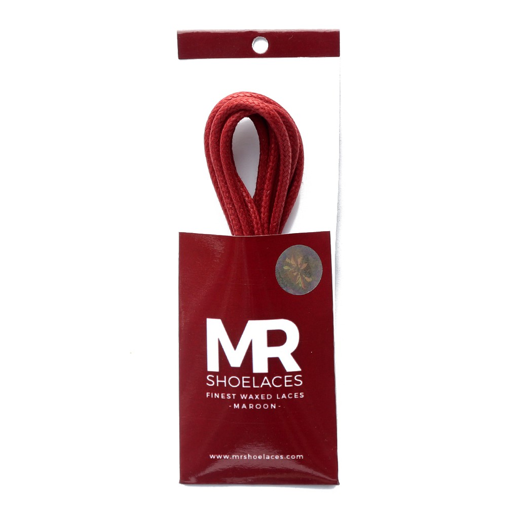 MR Shoelaces RD12 Maroon (Marun) Tali Sepatu Lilin 2-3mm Bulat Round 50cm 60cm 70cm 80cm 90cm 100cm 120cm 150cm (Waxed Laces) - Premium Shoelace