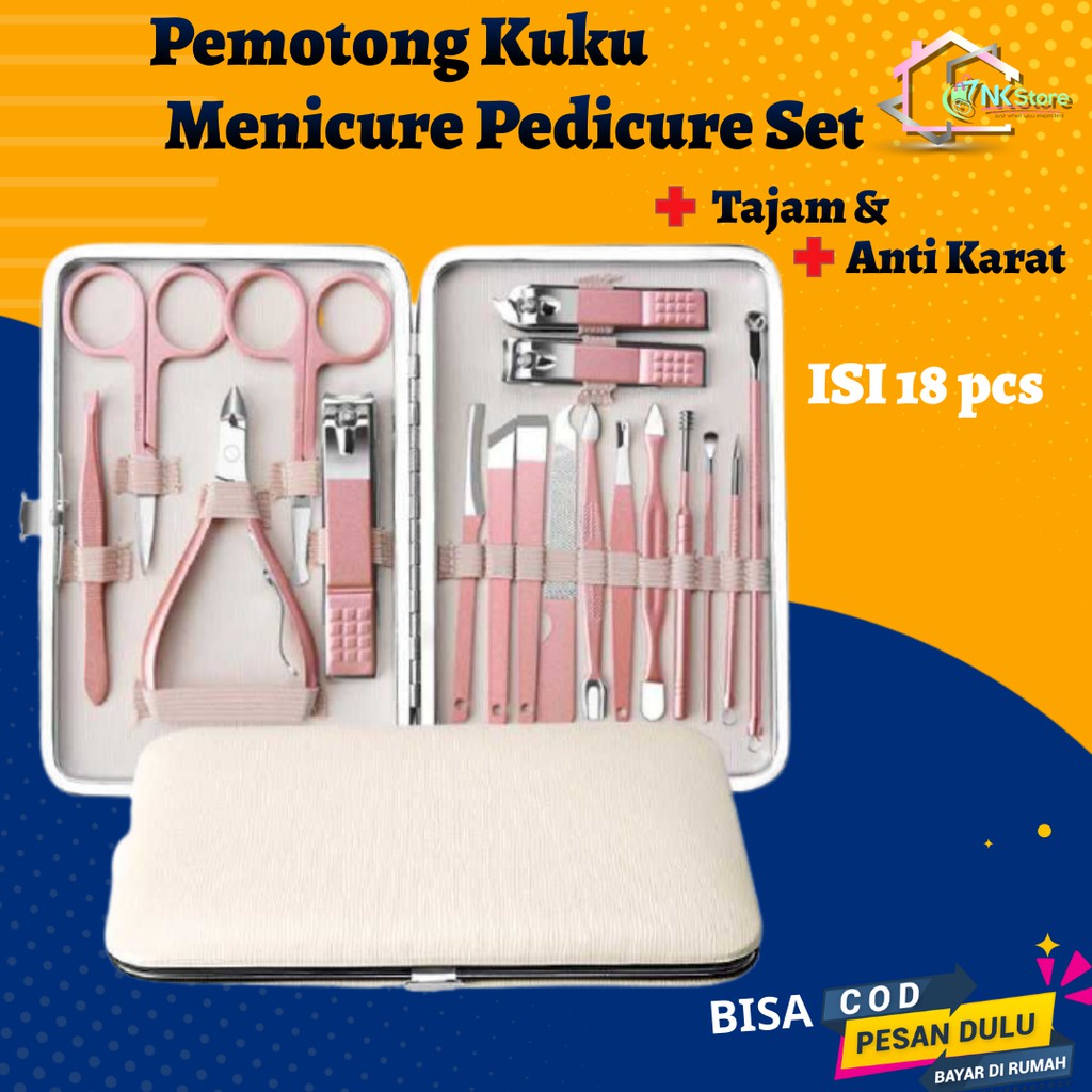 Gunting Alat Pemotong Ketokan Perawatan Kuku Kaki Manicure Menicure Pedicure Set 18 In 1