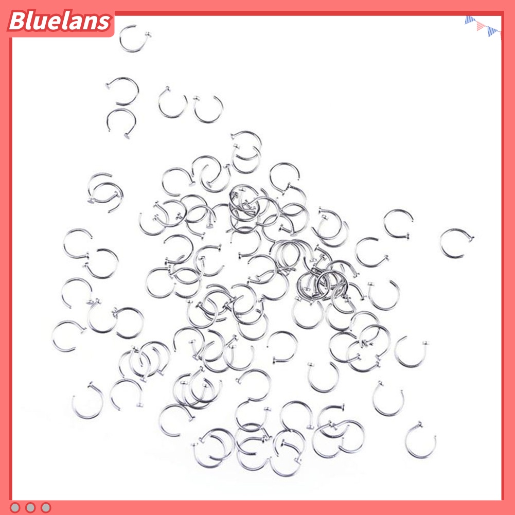 Bluelans 10/6/2Pcs Stainless Steel Nose Open Hoop Ring Body Piercing Stud Unisex Jewelry