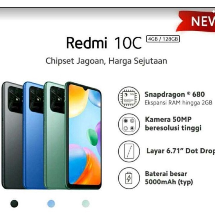 HP XIAOMI REDMI 10C 10 C REDMI0 C REDMI10C RAM 4/64 4/128 RAM4 4GB 4 64 4 128 OEIGINAL BARU 100% ORI NEW GARANSI RESMI INDONESIA TAM