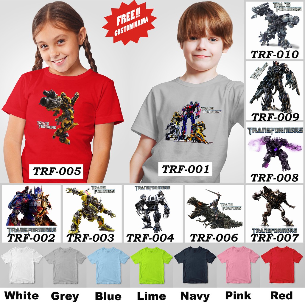 [FREE NAMA!!] Kaos Anak &amp; Family Transformer 100% Cotton Combed