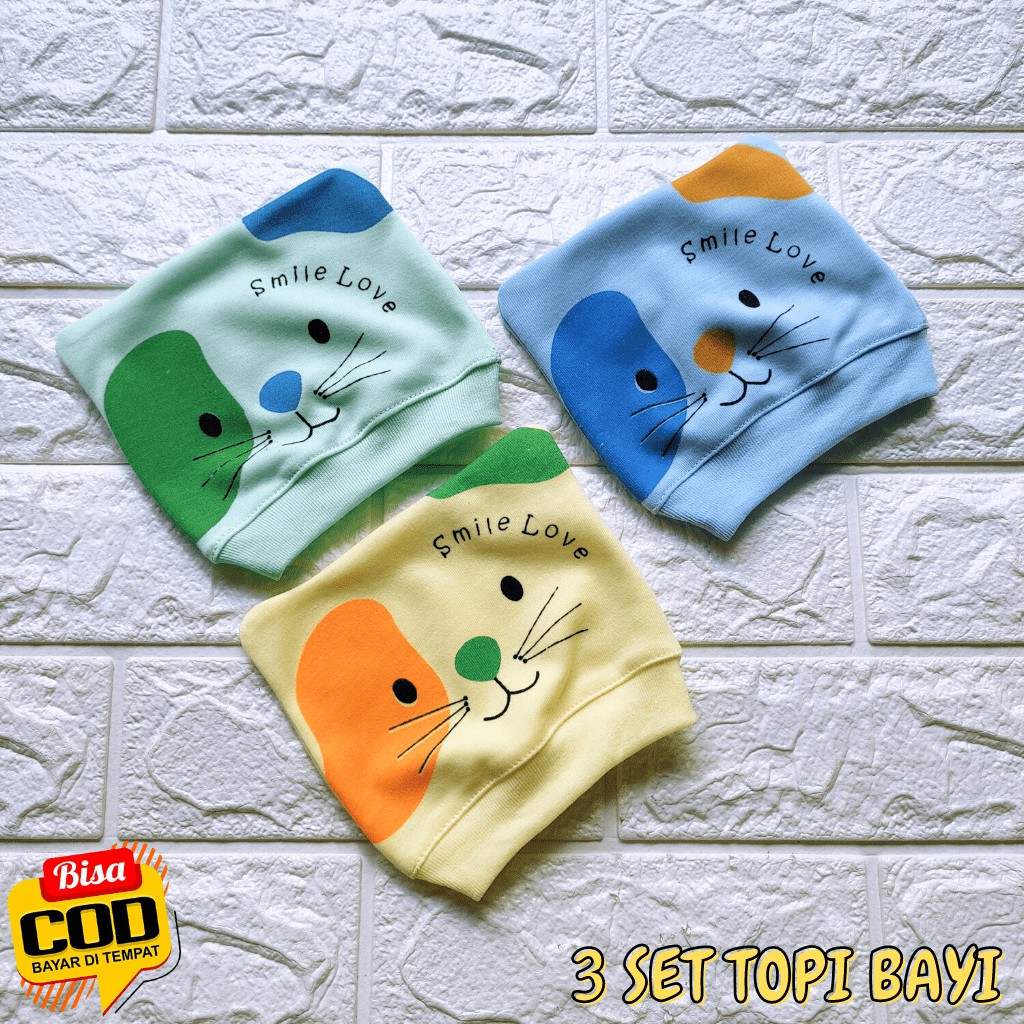 3 Topi Bayi Baru Lahir / Kupluk topi Bayi Baru Lahir Unisex 0-3 Bulan Newborn