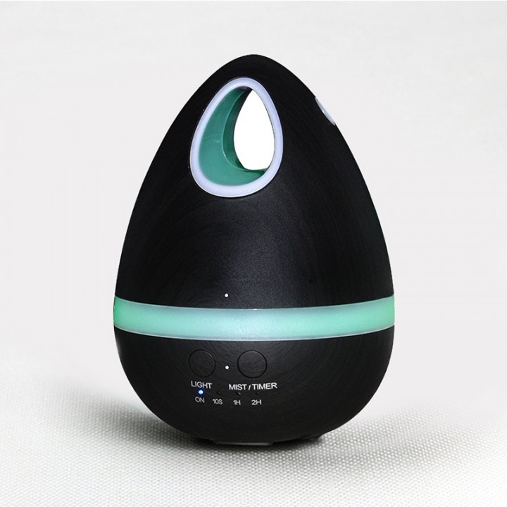 H21 Wooden Egg Air Diffuser Humidifier 7 LED Light Kapasitas 200ml - Black