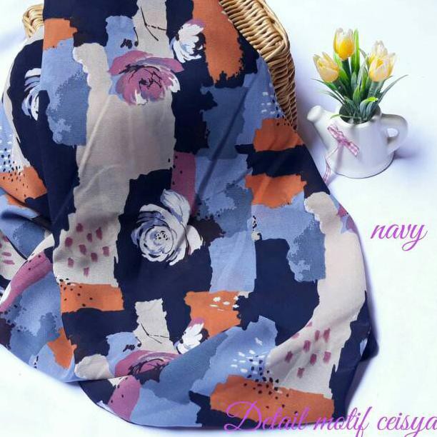 Hijab Ceisya/Hijab Segiempat/Jilbab Segi Empat/Kerudung Segi4/Square Motif Abstrak/Polycotton