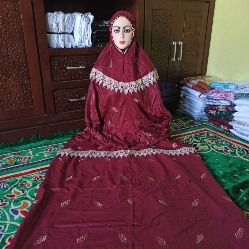 Mukena Terusan Rayon Bordir Cemara Renda Premium Mukena Lajuran Rayon Bordir Motif Cemara