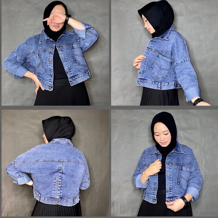 NAYRA CROOP VINTAGE JAKET JEANS - JAKET DENIM WANITA MODEL ZARA TERBARU