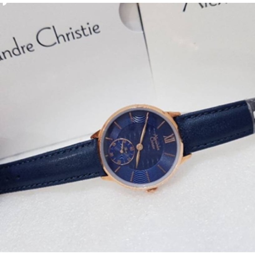 JAM TANGAN WANITA ALEXANDRE CHRISTIE AC 2682 ROSEGOLD BLUE ORIGINAL