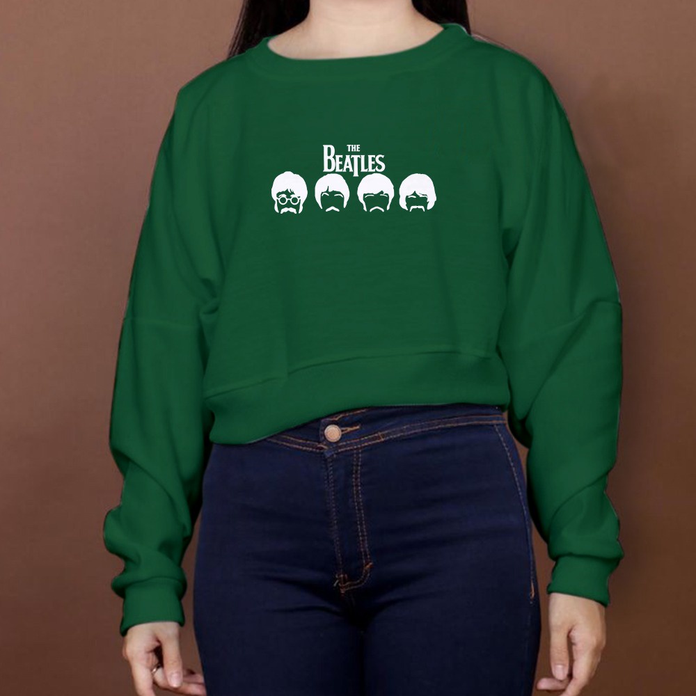 SWEATER WANITA CROP OVERSIZE THE BEATLES SWEATER - ATASAN KEKINIAN TERLARIS