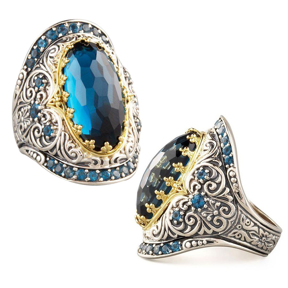 Hu Hu Hu Hu Hu Alat Bantu Pasang Kacamata♡ Cincin Priawanita Desain Ukiran Hias Cubic Zircon Bentuk Oval Gaya Klasikmewah Untuk Pesta