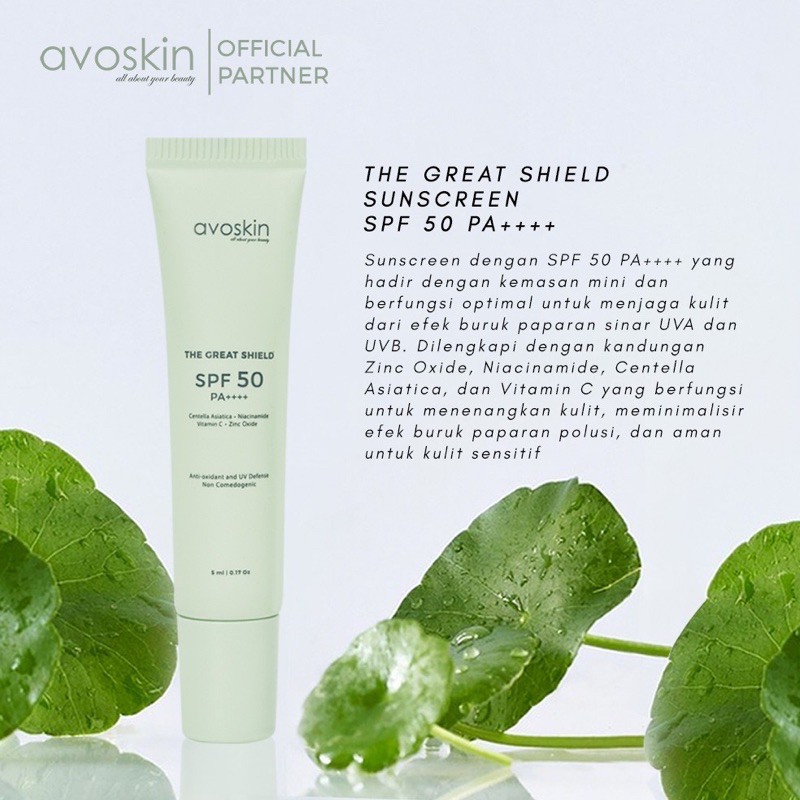 AVOSKIN The Great Shield SPF 50 PA++++ Indonesia / Avo Skin / SunScreen / Serum Toner Retinol Cream