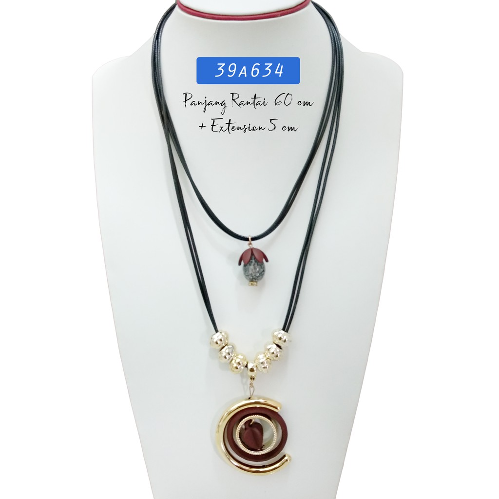 K 39634 Kalung Panjang Fashion Hijab Aksesoris Import Layer