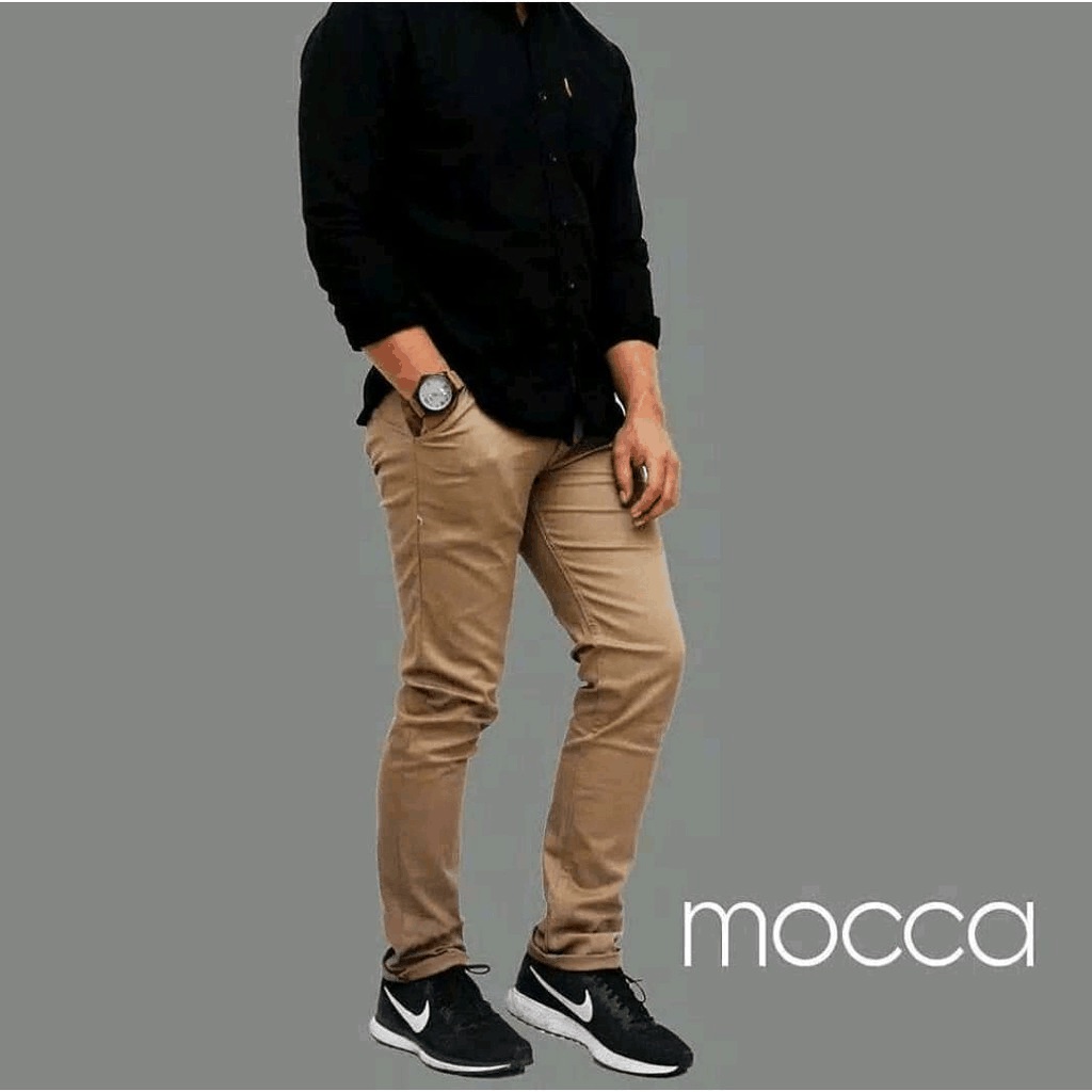 CELANA CHINO Panjang Pria Slimfit KERJAHARIAN Santai Casual Formal Hitam Abu Cream Mocca Size 27-38