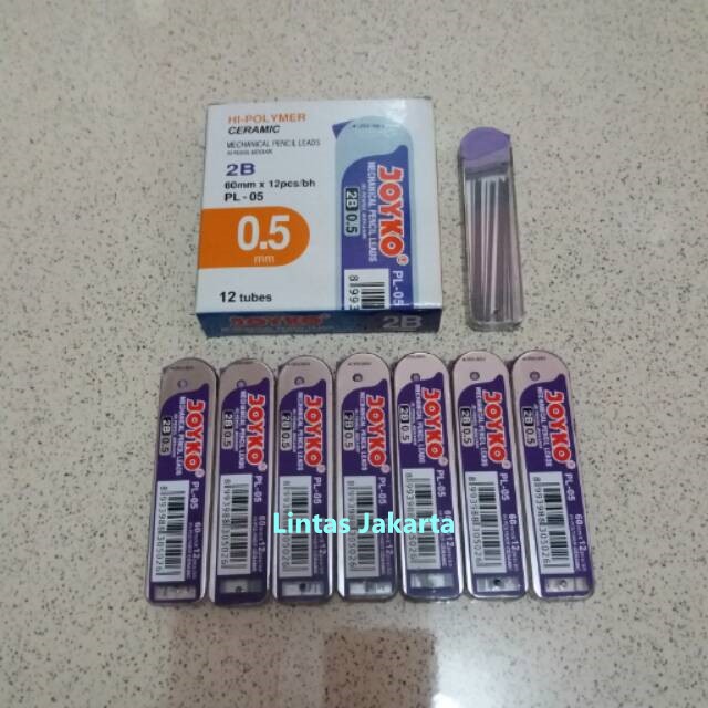 Isi Pensil Mekanik 2B Merk Joyko ukuran 0.5 mm ( Isi 12 tube )