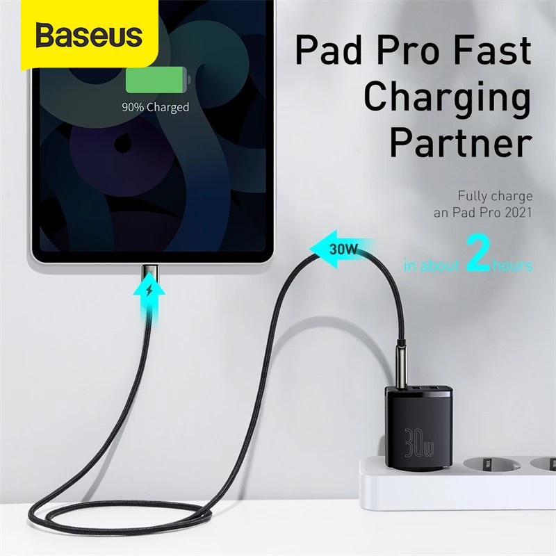 KEPALA CHARGER BASEUS QUICK CHARGING TYPEC DUAL USB 30W PD FAST CHARGE