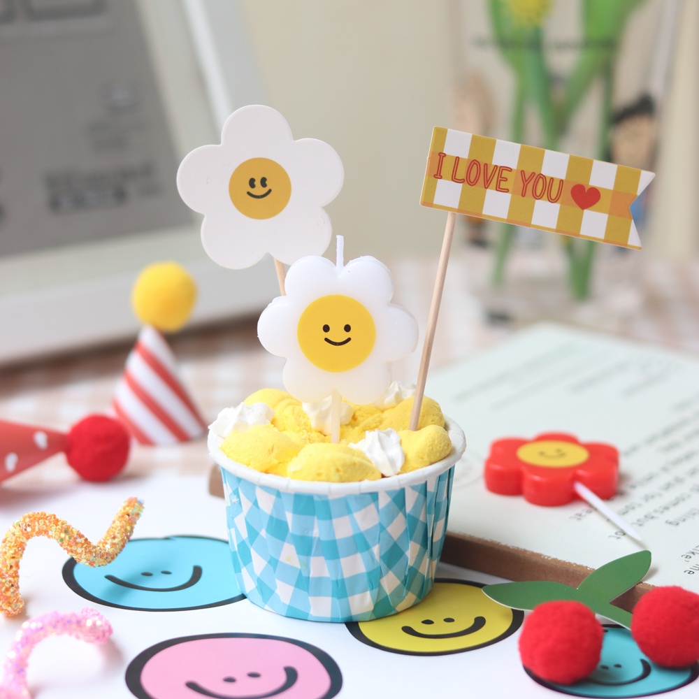 Lilin Ulang Tahun Korea / Birthday Candles / Lilin Ultah / Lilin Korea / Lilin Hias Bunga Emoji Smil
