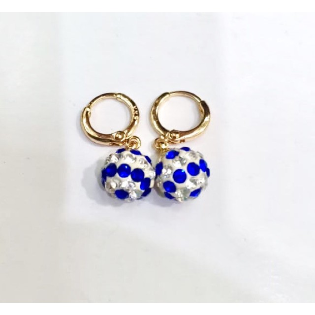 Anting wanita anting bola disco lapis emas