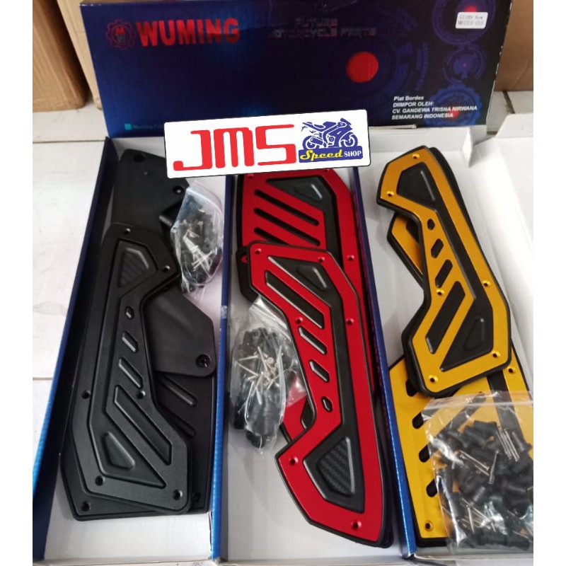 bordes karpet pijakan kaki yamaha nmax new 2020 hitam merah gold cnc pnp