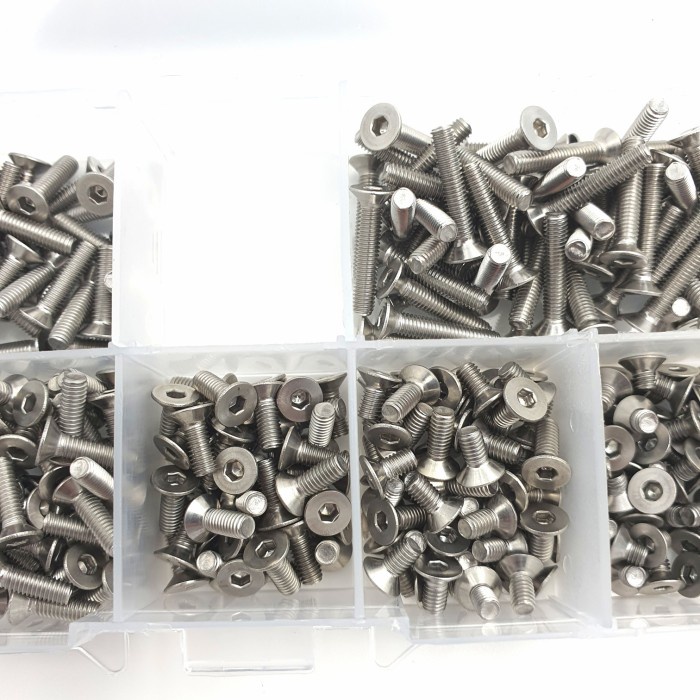 300pcs M3 flat head countersunk baut hex screw mur washer nut