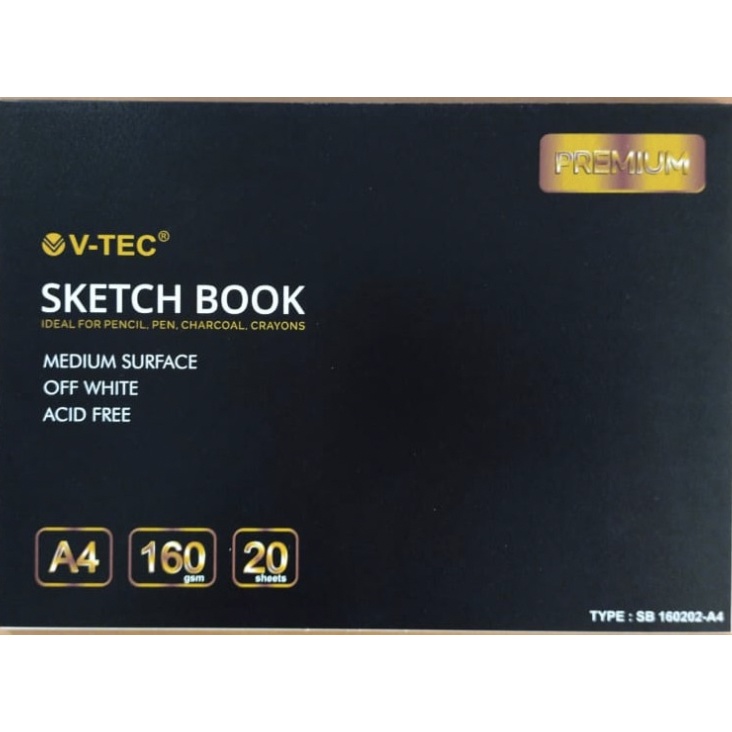 

Buku Sketsa SKETCH BOOK V-TEC A4 160 GSM OFF WHITE 20 SHEETS SB-160202/A4